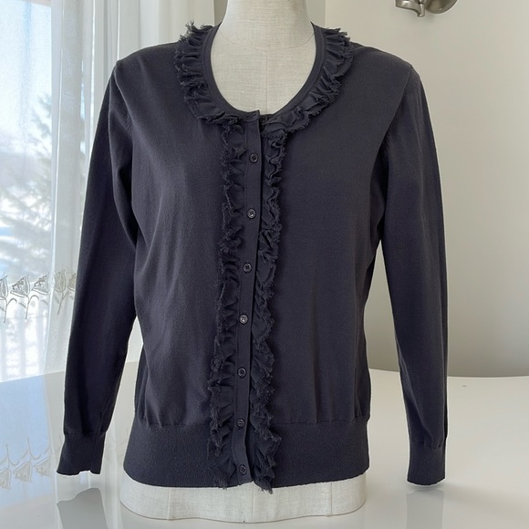 Unbranded Sweaters - Unbranded button down cardigan with ruffled edge size small
